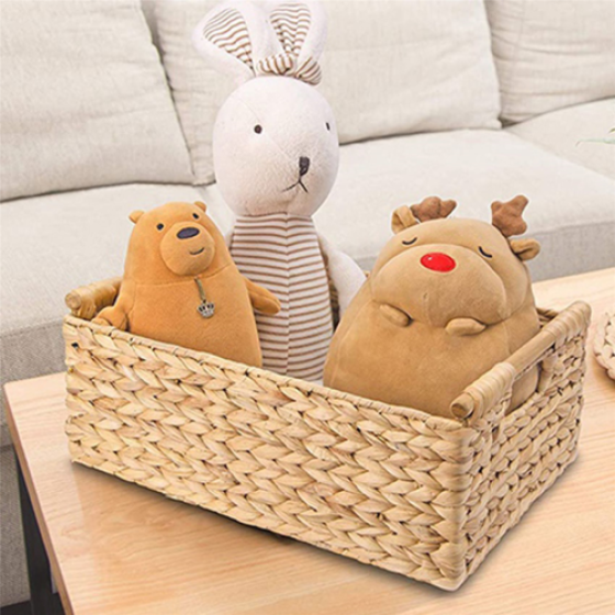 Small Wicker Baskets for Organizing Bathroom, with Wooden Handle